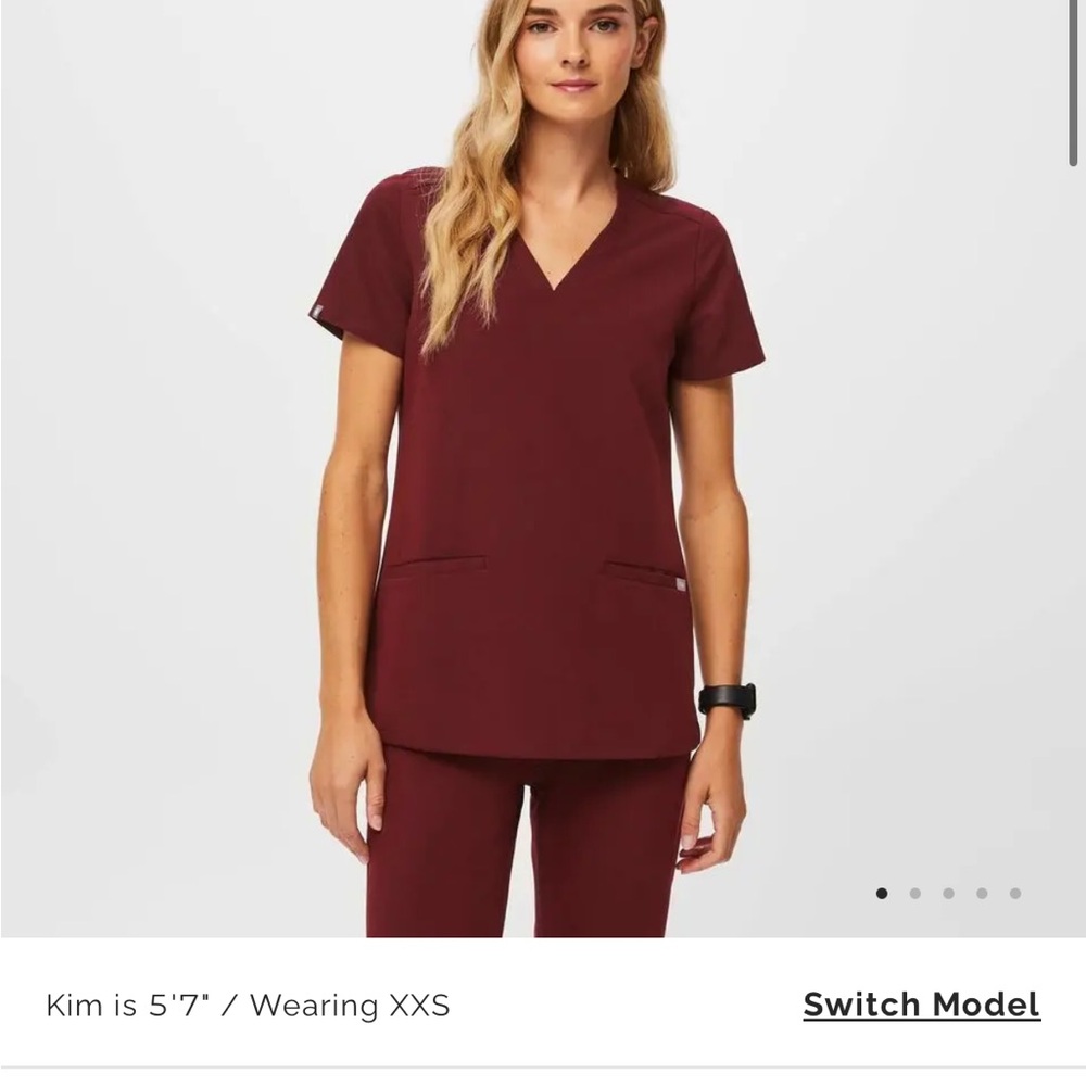 Figs burgundy scrub top